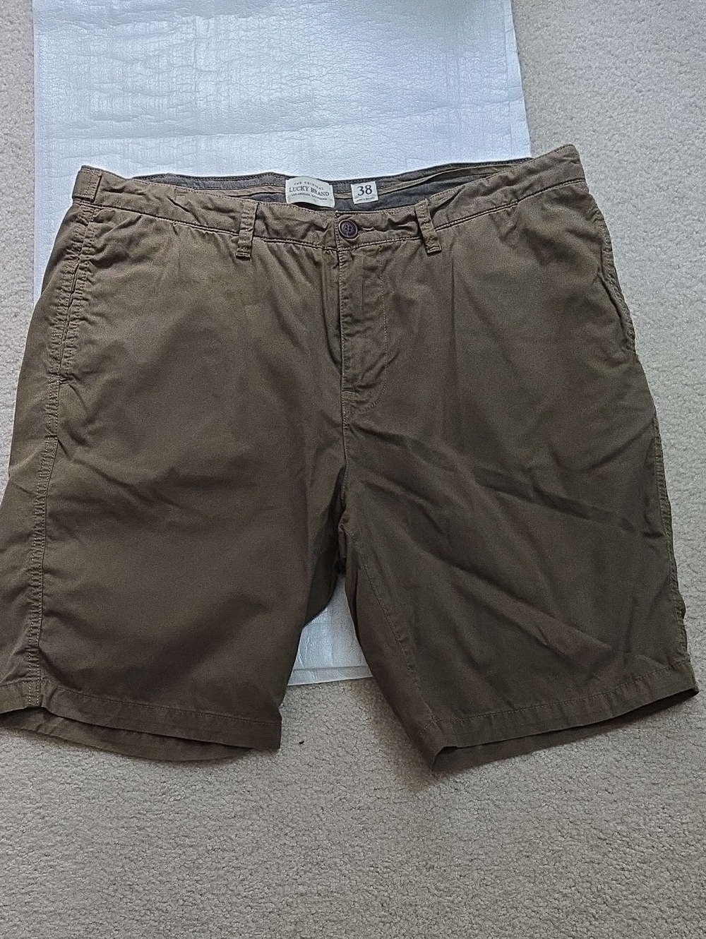 Men Lucky Brand Olive Flat-Front Chino Shorts